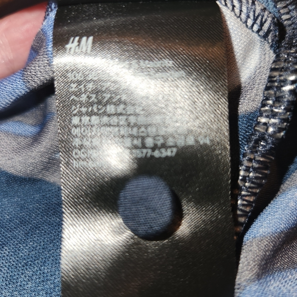 H&M Blue Floral Jumpsuit Size L Jersey Knit Sleeveless Low Back Keyhole Closure - Picture 15 of 16